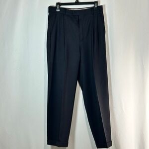 Joseph & Feiss Mens Black Pleated Wool Blend Dress Pants Size 30x32